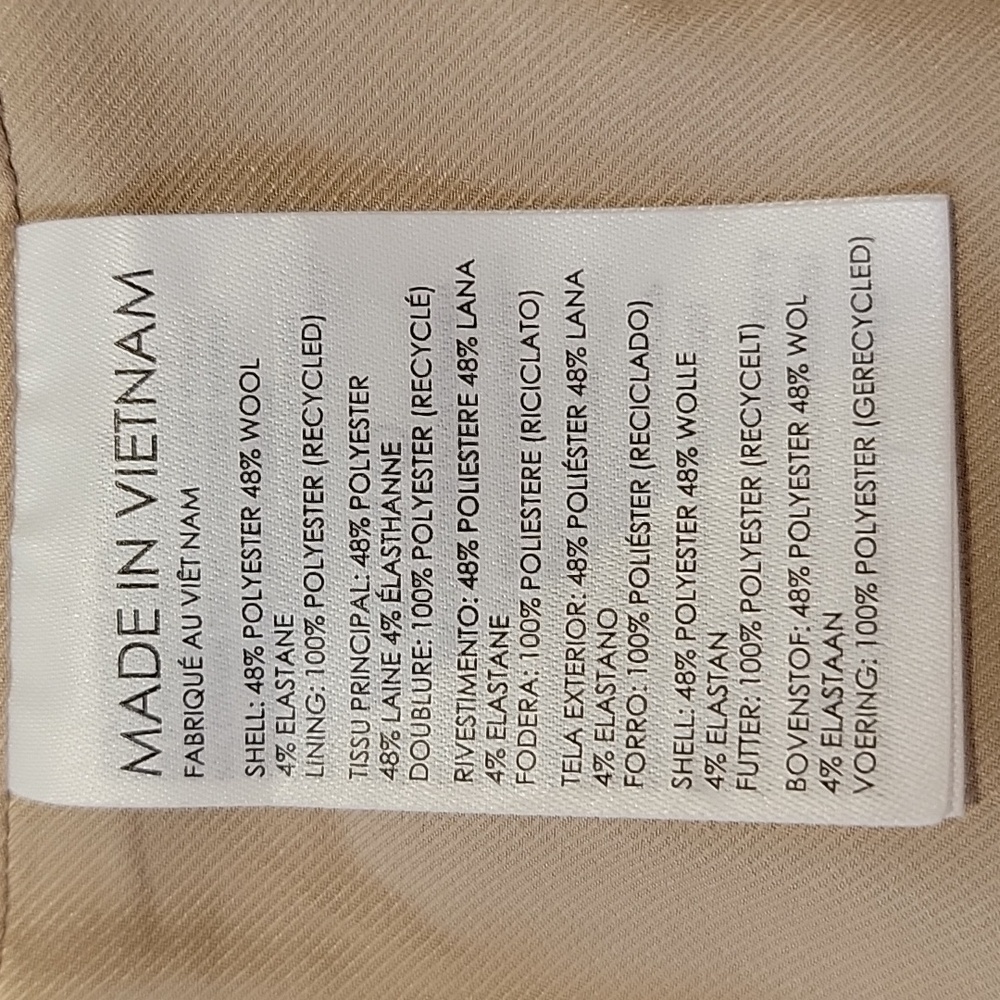 Club Monaco Size 2 Beige Summer Wool Blend Blazer. FLAWED - Picture 15 of 15